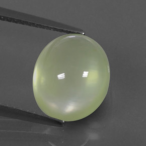 4.97 ct Green Prehnite Gemstone, Prehnite Gem in Oval Cabochon Shape for Sale.