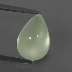 4.75 ct Green Prehnite Gemstone, Prehnite Gem in Pear Cabochon Shape for Sale.