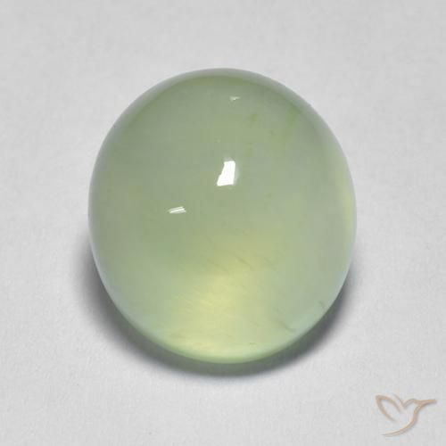 3.58 ct Green Prehnite Gemstone, Prehnite Gem in Oval Cabochon Shape for Sale.