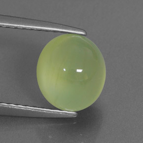 2.28 ct Green Prehnite Gemstone, Prehnite Gem in Oval Cabochon Shape for Sale.