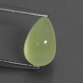 2.38 ct Green Prehnite Gemstone, Prehnite Gem in Pear Cabochon Shape for Sale.