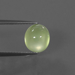 2.76 ct Green Prehnite Gemstone, Prehnite Gem in Oval Cabochon Shape for Sale.