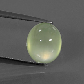 2.48 ct Green Prehnite Gemstone, Prehnite Gem in Oval Cabochon Shape for Sale.