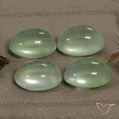 9.96 ctw Green Prehnite Stones, Natural Prehnite in Oval Cabochon Shape for Sale