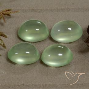 6.06 ctw Green Prehnite Stones, Natural Prehnite in Oval Cabochon Shape for Sale