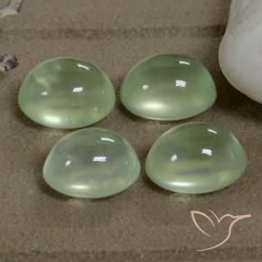 7.69 ctw Green Prehnite Stones, Natural Prehnite in Oval Cabochon Shape for Sale