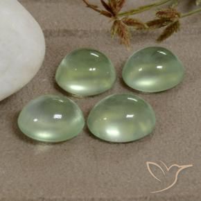 Prehnite Gemstones in 7.1 x 6.4 mm Size for Sale, Prehnite Stones in Very Light Green  Color