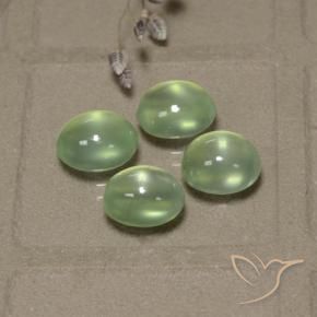 Prehnite Gemstones in 8.3 x 7.5 mm Size for Sale, Prehnite Stones in Very Light Green  Color