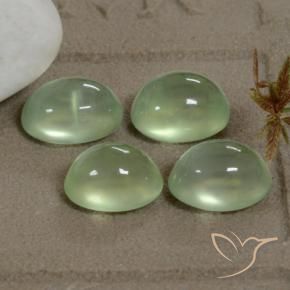 8.18 ctw Green Prehnite Stones, Natural Prehnite in Oval Cabochon Shape for Sale