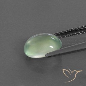 Prehnite Gemstone in 8.6 x 6.6 mm Size for Sale, Prehnite Stone in Very Light Sage Green Color