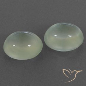 6.21 ctw Green Prehnite Stones, Natural Prehnite in Oval Cabochon Shape for Sale