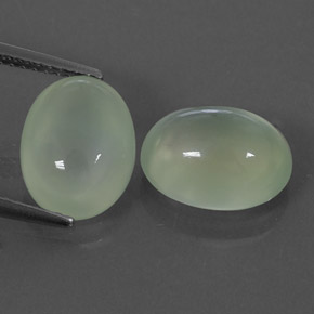 6.79 ct Green Prehnite Gemstone, Prehnite Gem in Oval Cabochon Shape for Sale.