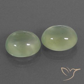 5.10 ctw Green Prehnite Stones, Natural Prehnite in Oval Cabochon Shape for Sale