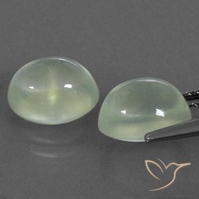 Prehnite Gemstones in 9 x 7.3 mm Size for Sale, Prehnite Stones in Light Yellow Green Color