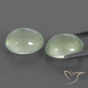 Prehnite Gemstones in 8.7 x 7.3 mm Size for Sale, Prehnite Stones in Pale Yellowish Green    Color