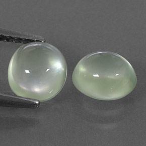 2.29 ct Green Prehnite Gemstone, Prehnite Gem in Oval Cabochon Shape for Sale.