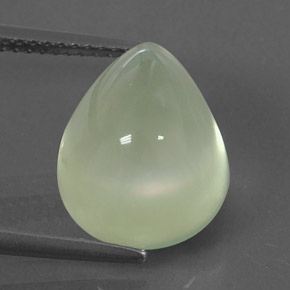 9.95 ct Green Prehnite Gemstone, Prehnite Gem in Pear Cabochon Shape for Sale.