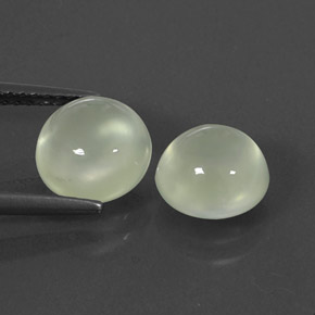 4.25 ct Green Prehnite Gemstone, Prehnite Gem in Round Cabochon Shape for Sale.
