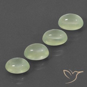 6.39 ctw Green Prehnite Stones, Natural Prehnite in Oval Cabochon Shape for Sale