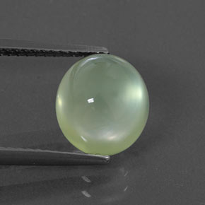 3.85 ct Green Prehnite Gemstone, Prehnite Gem in Oval Cabochon Shape for Sale.