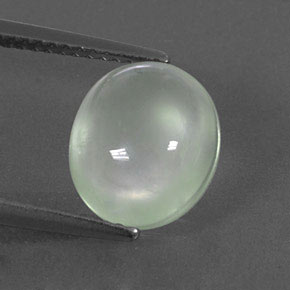3.95 ct Green Prehnite Gemstone, Prehnite Gem in Oval Cabochon Shape for Sale.
