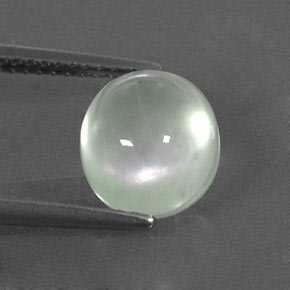 3.53 ct Green Prehnite Gemstone, Prehnite Gem in Oval Cabochon Shape for Sale.