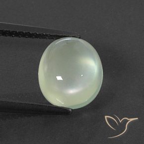 2.92 ct Green Prehnite Gemstone, Prehnite Gem in Oval Cabochon Shape for Sale.
