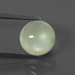 2.99 ct Green Prehnite Gemstone, Prehnite Gem in Round Cabochon Shape for Sale.
