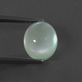 2.82 ct Green Prehnite Gemstone, Prehnite Gem in Oval Cabochon Shape for Sale.
