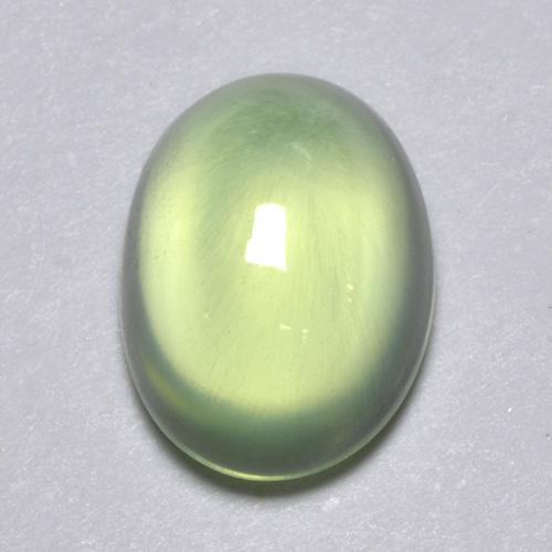 2.13 ct Green Prehnite Gemstone, Prehnite Gem in Oval Cabochon Shape for Sale.