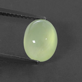 2.48 ct Green Prehnite Gemstone, Prehnite Gem in Oval Cabochon Shape for Sale.