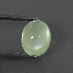 2.63 ct Green Prehnite Gemstone, Prehnite Gem in Oval Cabochon Shape for Sale.