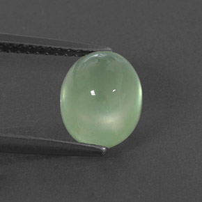 3.05 ct Green Prehnite Gemstone, Prehnite Gem in Oval Cabochon Shape for Sale.