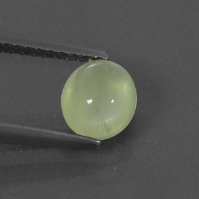 0.99 ct Green Prehnite Gemstone, Prehnite Gem in Oval Cabochon Shape for Sale.