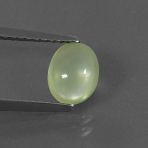 1.04 ct Green Prehnite Gemstone, Prehnite Gem in Oval Cabochon Shape for Sale.
