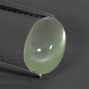 2.43 ct Green Prehnite Gemstone, Prehnite Gem in Oval Cabochon Shape for Sale.