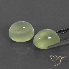 Prehnite Gemstones in 8.6 x 6.8 mm Size for Sale, Prehnite Stones in Light Green  Color