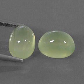 5.50 ct Green Prehnite Gemstone, Prehnite Gem in Oval Cabochon Shape for Sale.