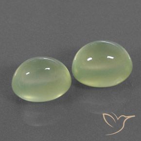 5.43 ctw Green Prehnite Stones, Natural Prehnite in Oval Cabochon Shape for Sale