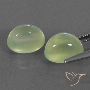 Prehnite Gemstones in 8.9 x 6.7 mm Size for Sale, Prehnite Stones in Medium Green  Color