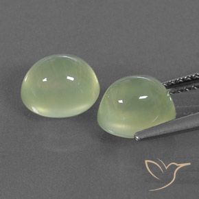 Prehnite Gemstones in 8.1 x 6.9 mm Size for Sale, Prehnite Stones in Medium Green  Color