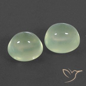 6.11 ctw Green Prehnite Stones, Natural Prehnite in Oval Cabochon Shape for Sale