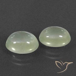 6.09 ctw Green Prehnite Stones, Natural Prehnite in Oval Cabochon Shape for Sale