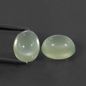 5.49 ctw Green Prehnite Gemstones, Prehnite Gems in Oval Cabochon Shape for Sale.