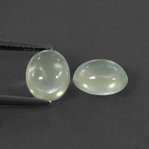 3.56 ctw Green Prehnite Gemstones, Prehnite Gems in Oval Cabochon Shape for Sale.