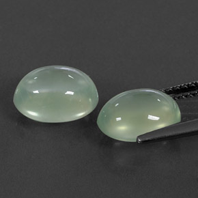 Prehnite Gemstones in 9.2 x 7.6 mm Size for Sale, Prehnite Stones in Very Light Sage Green Color