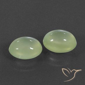 5.16 ctw Green Prehnite Stones, Natural Prehnite in Oval Cabochon Shape for Sale