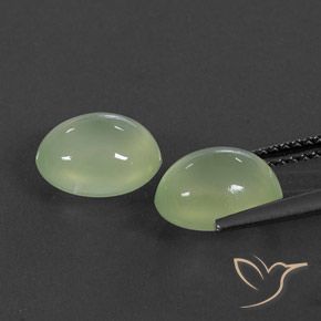 Prehnite Gemstones in 9.2 x 7.8 mm Size for Sale, Prehnite Stones in Pale Pear Green  Color