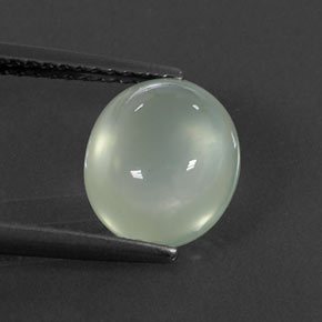 2.55 ct Green Prehnite Gemstone, Prehnite Gem in Oval Cabochon Shape for Sale.