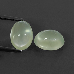 5.38 ct Green Prehnite Gemstone, Prehnite Gem in Oval Cabochon Shape for Sale.